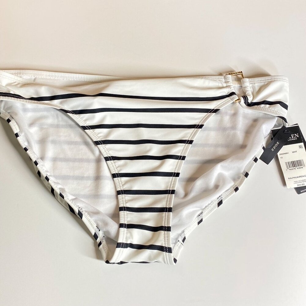 Lauren Ralph Lauren Women's Striped Bikini Bottom, size 12 - Picture 2 of 6
